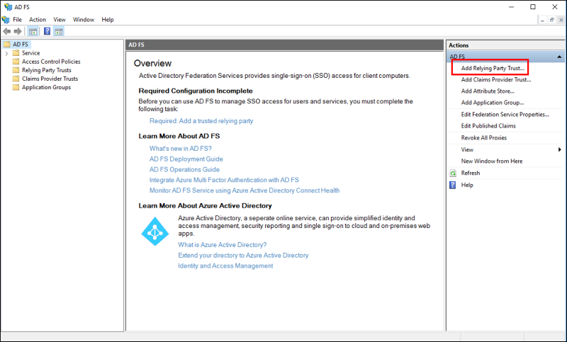Microsoft AD FS SAML Step 2
